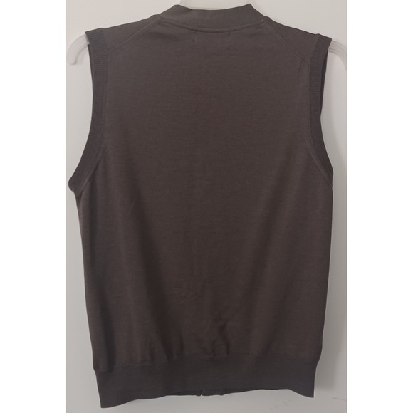Paul Fredrick Men's S Vest Brown Merino Wool V-Neck Button Front Preppy Classic - Picture 2 of 8